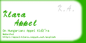 klara appel business card